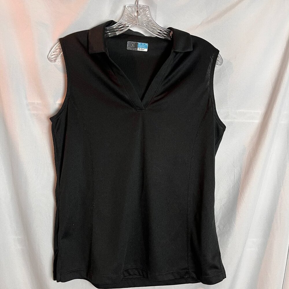 Women's Black Sleeveless Collared Popover PGA Tour Airflux Top Size M